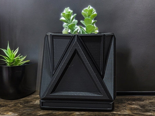 Gothic Planter w/Drainage - Custom 3D Printed wood Pot succulent Cactus Monstera 3 3.5 4 4.5 5   - many sizes and colors to choose from